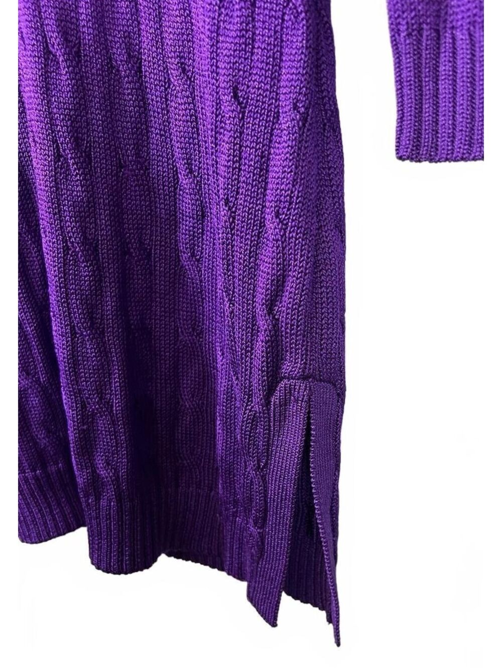 Ralph Lauren Black Label Silk Purple Knit Mini Dress V-Neck Sweater Tunic M - Picture 5 of 8